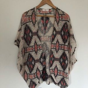 Bohemian soft Cardigan / Kimono - Cream w Pattern